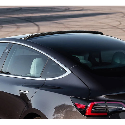 For 2017-2023 Tesla Model 3 Real Carbon Fiber Rear Trunk Duckbill Spoiler Wing + For 2017-2023 Tesla Model 3 Carbon Fiber Rear Roof Window Visor Spoiler Wing