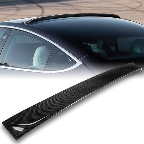 For 2017-2023 Tesla Model 3 Real Carbon Fiber Rear Trunk Duckbill Spoiler Wing + For 2017-2023 Tesla Model 3 Carbon Fiber Rear Roof Window Visor Spoiler Wing