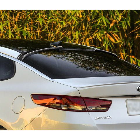 For 2016-2020 Kia Optima K5 V-Style Carbon Fiber Rear Trunk Lid Spoiler Wing + For 2016-2020 Kia Optima K5 V-Style Carbon Fiber Rear Roof Window Spoiler Wing