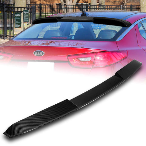 For 2011-2013 Kia Optima W-Power Carbon Painted V-Style Rear Trunk Spoiler Wing + For 2011-2015 Kia Optima W-Power Carbon Look Rear Roof Window Visor Spoiler Wing