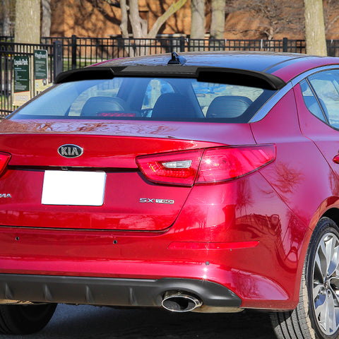 For 2011-2013 Kia Optima W-Power Primer Black V-Style Rear Trunk Spoiler Wing + For 2011-2015 Kia Optima W-Power Matt Black Rear Roof Window Visor Spoiler Wing