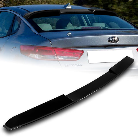 For 2016-2020 Kia Optima W-Power Pearl Black V-Style Trunk Duckbill Spoiler Wing + For 2016-2020 Kia Optima W-Power Pearl Black Rear Roof Window Visor Spoiler Wing