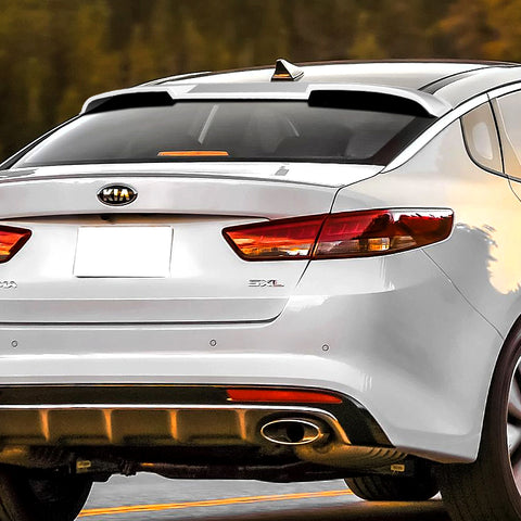 For 2016-2020 Kia Optima W-Power Pearl White V-Style Trunk Duckbill Spoiler Wing + For 2016-2020 Kia Optima W-Power Pearl White Rear Roof Window Visor Spoiler Wing