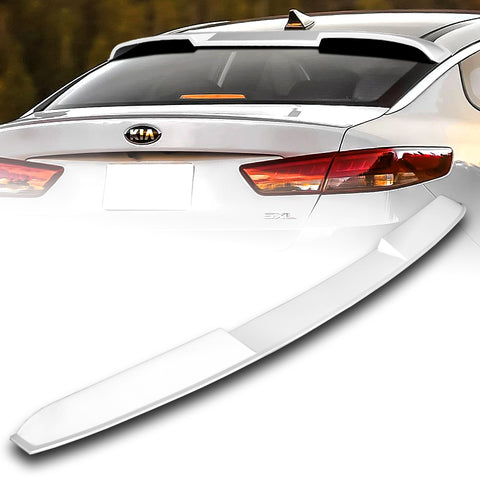 For 2016-2020 Kia Optima W-Power Pearl White V-Style Trunk Duckbill Spoiler Wing + For 2016-2020 Kia Optima W-Power Pearl White Rear Roof Window Visor Spoiler Wing