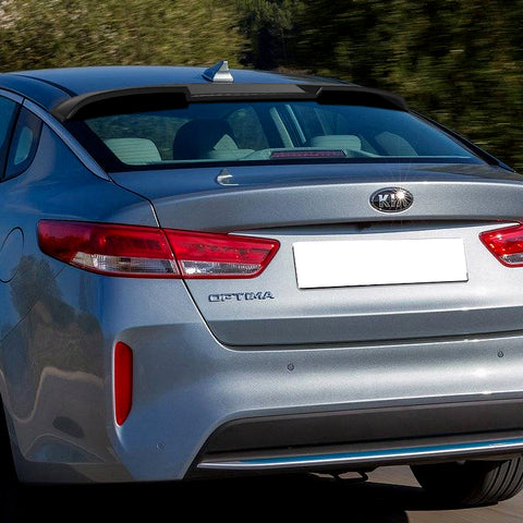 For 2016-2020 Kia Optima W-Power Unpainted Black V-Style Trunk Duckbill Spoiler + For 2016-2020 Kia Optima W-Power Primer BLK Rear Roof Window Visor Spoiler Wing