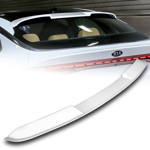 For 2021-2024 Kia K5 W-Power ABS Pearl White V-Style Rear Trunk Lid Spoiler Wing  + For 2021-2024 Kia K5 W-Power Pearl White Rear Roof Window Visor Spoiler Wing