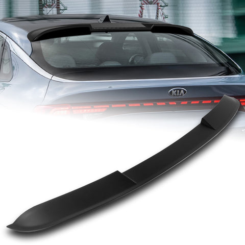 For 2021-2024 Kia K5 W-Power ABS Primer Black V-Style Rear Trunk Spoiler Wing + For 2021-2024 Kia K5 W-Power Primer Black Rear Roof Window Visor Spoiler Wing