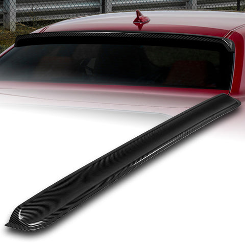 For 2008-23 Dodge Challenger W-Power Carbon Look Rear Roof Window Visor Spoiler + For 2008-2023 Dodge Challenger Carbon Style Side Window Louvers Scoop Cover Vent