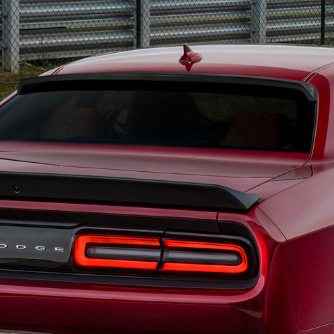 For 2008-23 Dodge Challenger W-Power Matt Black Rear Roof Window Visor Spoiler + For 2008-2023 Dodge Challenger ABS Black Side Window Louvers Scoop Cover Vent