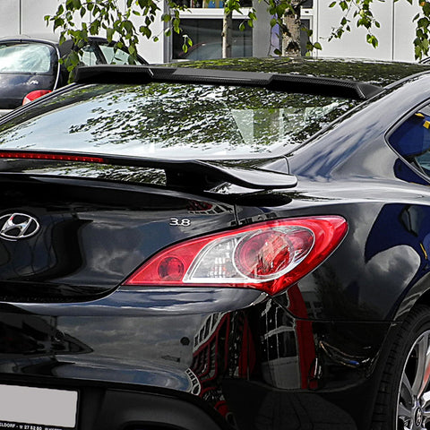 For 2013-2016 Hyundai Genesis Coupe Carbon Look KS-Style Front Bumper Body Lip 3pcs + For 2010-2016 Hyundai Genesis Coupe W-Power Carbon Look Rear Roof Visor Spoiler