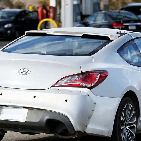 For 2013-2016 Hyundai Genesis Coupe Painted White KS-Style Front Bumper Body Lip 3pcs + For 2010-2016 Hyundai Genesis Coupe W-Power Pearl White Rear Roof Visor Spoiler