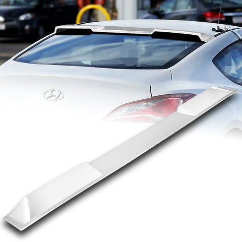 For 2013-2016 Hyundai Genesis Coupe Painted White KS-Style Front Bumper Body Lip 3pcs + For 2010-2016 Hyundai Genesis Coupe W-Power Pearl White Rear Roof Visor Spoiler