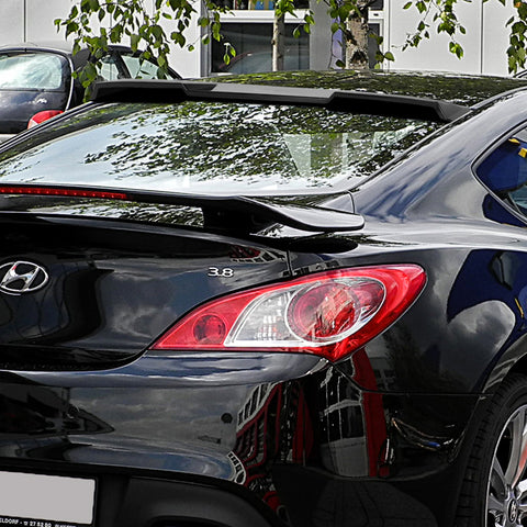 For 2013-2016 Hyundai Genesis Coupe Matt Black KS-Style Front Bumper Spoiler Lip 3pcs + For 2010-2016 Hyundai Genesis Coupe W-Power Matt Black Rear Roof Visor Spoiler