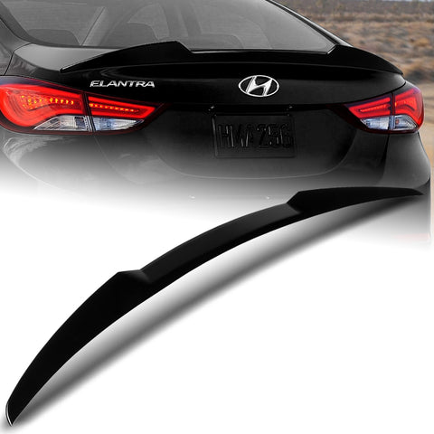 For 2011-2016 Hyundai Elantra 4DR W-Power Pearl Black V-Style Trunk Spoiler Wing