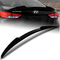For 2011-2016 Hyundai Elantra 4DR W-Power Pearl Black V-Style Trunk Spoiler Wing