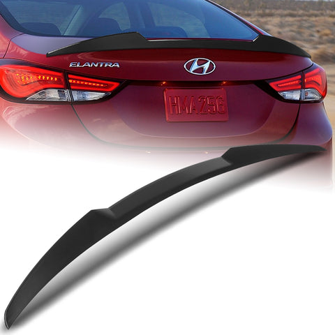 For 2011-2016 Hyundai Elantra Sedan W-Power Black V-Style Trunk Lid Spoiler Wing