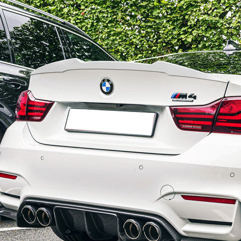 For 2015-2020 BMW M4 F82 Coupe W-Power Pearl White V-Style Trunk Spoiler Wing