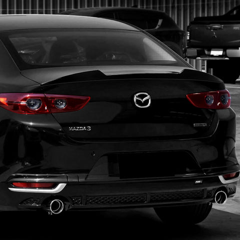 For 2019-2023 Mazda 3 Sedan W-Power Pearl Black V-Style Trunk Lid Spoiler Wing
