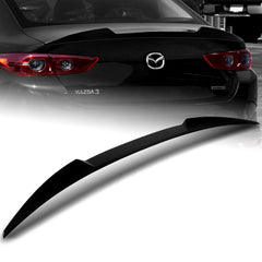 For 2019-2023 Mazda 3 Sedan W-Power Pearl Black V-Style Trunk Lid Spoiler Wing