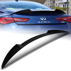 For 2017-2022 Infiniti Q60 Coupe W-Power Pearl Black V-Style Rear Trunk Spoiler