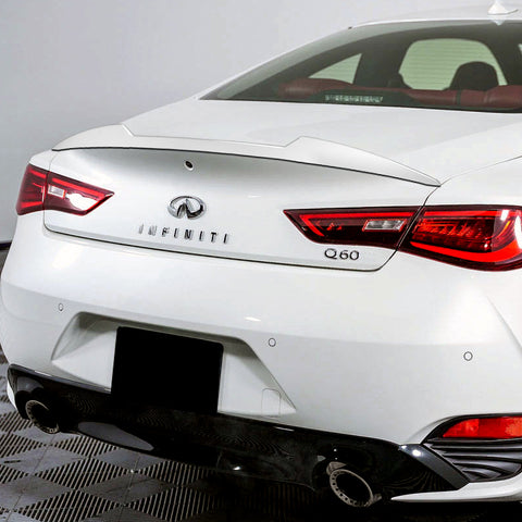 For 2017-2022 Infiniti Q60 Coupe W-Power Pearl White V-Style Rear Trunk Spoiler