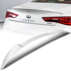 For 2017-2022 Infiniti Q60 Coupe W-Power Pearl White V-Style Rear Trunk Spoiler