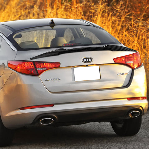For 2011-2013 Kia Optima W-Power Carbon Painted V-Style Rear Trunk Spoiler Wing + For 2011-2015 Kia Optima W-Power Carbon Look Rear Roof Window Visor Spoiler Wing