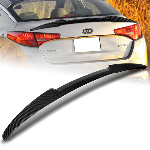For 2011-2013 Kia Optima W-Power Carbon Painted V-Style Rear Trunk Spoiler Wing + For 2011-2015 Kia Optima W-Power Carbon Look Rear Roof Window Visor Spoiler Wing