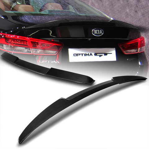 For 2016-2020 Kia Optima W-Power Carbon Painted V-Style Trunk Duckbill Spoiler + For 2016-2020 Kia Optima W-Power Carbon Look Rear Roof Window Visor Spoiler Wing
