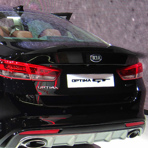 For 2016-2020 Kia Optima W-Power Carbon Painted V-Style Trunk Duckbill Spoiler + For 2016-2020 Kia Optima W-Power Carbon Look Rear Roof Window Visor Spoiler Wing