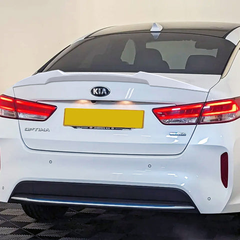 For 2016-2020 Kia Optima W-Power Pearl White V-Style Trunk Duckbill Spoiler Wing + For 2016-2020 Kia Optima W-Power Pearl White Rear Roof Window Visor Spoiler Wing