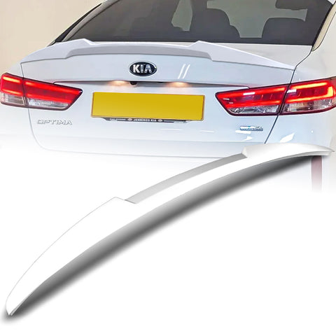 For 2016-2020 Kia Optima W-Power Pearl White V-Style Trunk Duckbill Spoiler Wing + For 2016-2020 Kia Optima W-Power Pearl White Rear Roof Window Visor Spoiler Wing