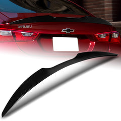 For 2016-2024 Chevy Malibu W-Power Pearl Black V-Style Trunk Lid Spoiler Wing