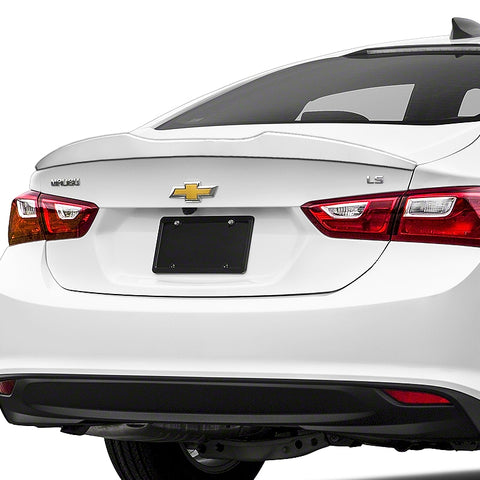 For 2019-2021 Chevrolet Malibu Painted White Front Bumper Body Kit Spoiler Lip  3pcs + For 2016-2024 Chevy Malibu W-Power Pearl White V-Style Trunk Lid Spoiler Wing