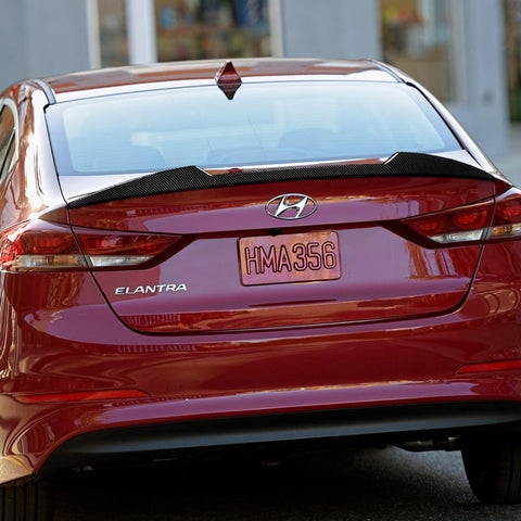 For 2017-2018 Hyundai Elantra Carbon Style Front Bumper Body Spoiler Lip + For 2017-2018 Hyundai Elantra W-Power Carbon Painted V-Style Trunk Spoiler Wing
