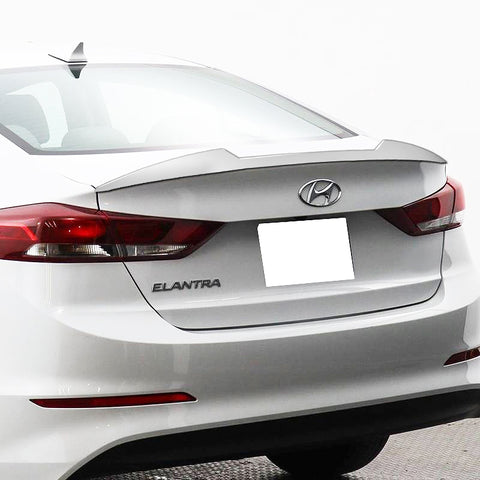 For 2017-2018 Hyundai Elantra Painted White Front Bumper Body Spoiler Lip  + For 2017-2018 Hyundai Elantra W-Power Pearl White V-Style Trunk Lid Spoiler Wing