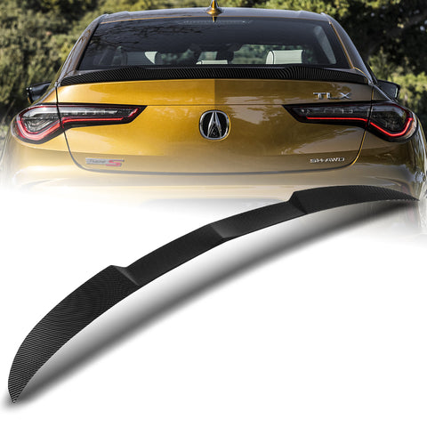 For 2021-2024 Acura TLX W-Power Carbon Look V-Style Trunk Duckbill Spoiler Wing