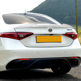 For 2017-2021 Alfa Romeo Giulia Painted White Front Bumper Body Kit Spoiler Lip 3pcs + For 2017-2023 Alfa Romeo Giulia W-Power Pearl White V-Style Trunk Spoiler Wing +