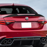For 2017-2021 Alfa Romeo Giulia Matt Black Front Bumper Body Kit Spoiler Lip 3pcs + For 2017-2023 Alfa Romeo Giulia W-Power Primer Black V-Style Trunk Spoiler Wing + For 2017-2023 Alfa Romeo Giulia W-Power ABS Black Rear Roof Visor Spoiler Wing