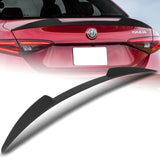 For 2017-2021 Alfa Romeo Giulia Matt Black Front Bumper Body Kit Spoiler Lip 3pcs + For 2017-2023 Alfa Romeo Giulia W-Power Primer Black V-Style Trunk Spoiler Wing + For 2017-2023 Alfa Romeo Giulia W-Power ABS Black Rear Roof Visor Spoiler Wing