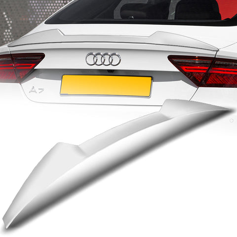 For 2012-2018 Audi A7 S7 RS7 W-Power Pearl White V-Style Trunk Lid Spoiler Wing