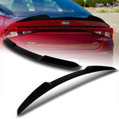 For 2021-2024 Kia K5 W-Power ABS Pearl Black V-Style Rear Trunk Lid Spoiler Wing + For 2021-2024 Kia K5 W-Power Pearl Black Rear Roof Window Visor Spoiler Wing