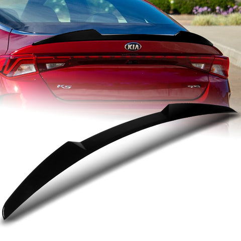 For 2021-2024 Kia K5 W-Power ABS Pearl Black V-Style Rear Trunk Lid Spoiler Wing + For 2021-2024 Kia K5 W-Power Pearl Black Rear Roof Window Visor Spoiler Wing
