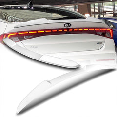 For 2021-2024 Kia K5 W-Power ABS Pearl White V-Style Rear Trunk Lid Spoiler Wing  + For 2021-2024 Kia K5 W-Power Pearl White Rear Roof Window Visor Spoiler Wing