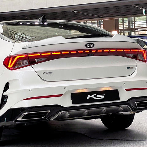For 2021-2024 Kia K5 W-Power ABS Pearl White V-Style Rear Trunk Lid Spoiler Wing  + For 2021-2024 Kia K5 W-Power Pearl White Rear Roof Window Visor Spoiler Wing