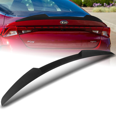 For 2021-2024 Kia K5 W-Power ABS Primer Black V-Style Rear Trunk Spoiler Wing + For 2021-2024 Kia K5 W-Power Primer Black Rear Roof Window Visor Spoiler Wing