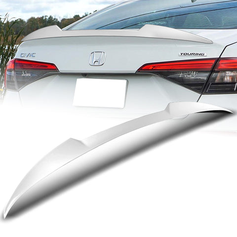 For 2022-2024 Honda Civic Sedan W-Power Pearl White V-Style Rear Trunk Spoiler