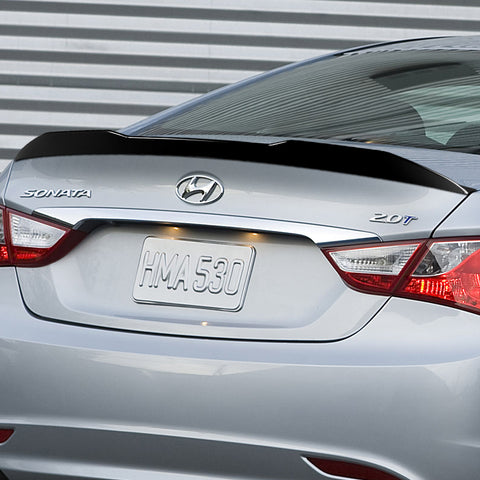 For 2011-2014 Hyundai Sonata STP-Style Painted Black Front Bumper Spoiler Lip  3pcs + For 2011-2014 Hyundai Sonata W-Power Pearl Black V-Style Trunk Lid Spoiler Wing