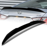 For 2011-2014 Hyundai Sonata STP-Style Painted Black Front Bumper Spoiler Lip  3pcs + For 2011-2014 Hyundai Sonata W-Power Pearl Black V-Style Trunk Lid Spoiler Wing