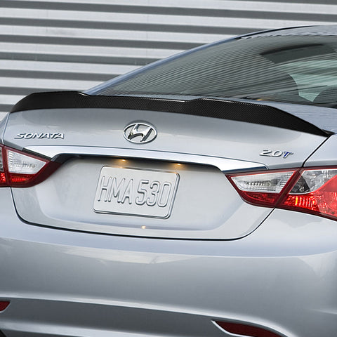 For 2011-2014 Hyundai Sonata STP-Style Carbon Look Front Bumper Body Spoiler Lip 3pcs + For 2011-2014 Hyundai Sonata W-Power Carbon Painted V-Style Trunk Spoiler Wing